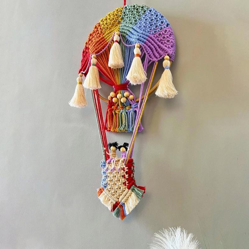 Arazzi da Parete Mongolfiera Artistici, Arazzi Macramè Intrecciati a Mano Decorazione per Soggiorno Camera da Letto