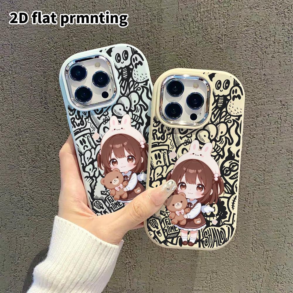 Phone Case: 2D Flat Design Suitable for iPhone 18 17 16 15 14 13 Pro Cases, Couple Style, Twin-tailed Little Girl, Christmas and Halloween Gifts