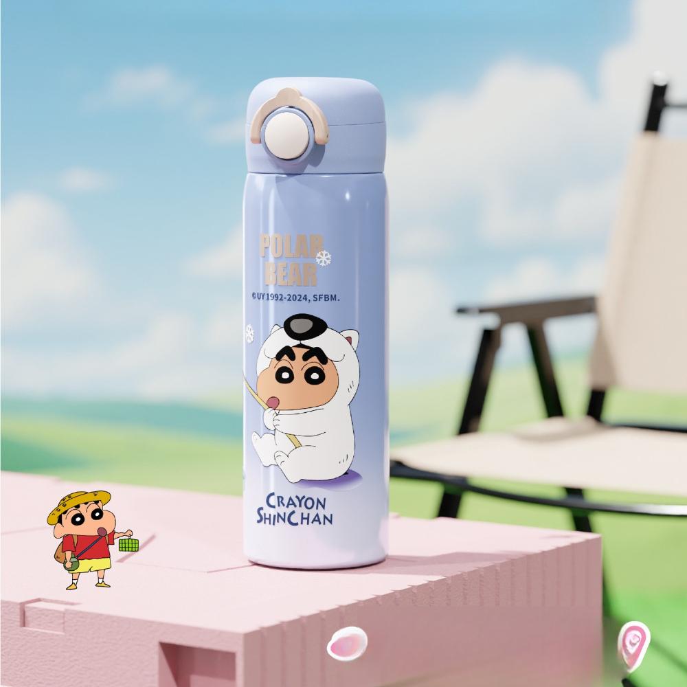 500ML Crayon Shin-chan Children's Magic Thermos Cup Portable Handle Stainless Steel Water Cup Outdoor Sports Travel Kettle