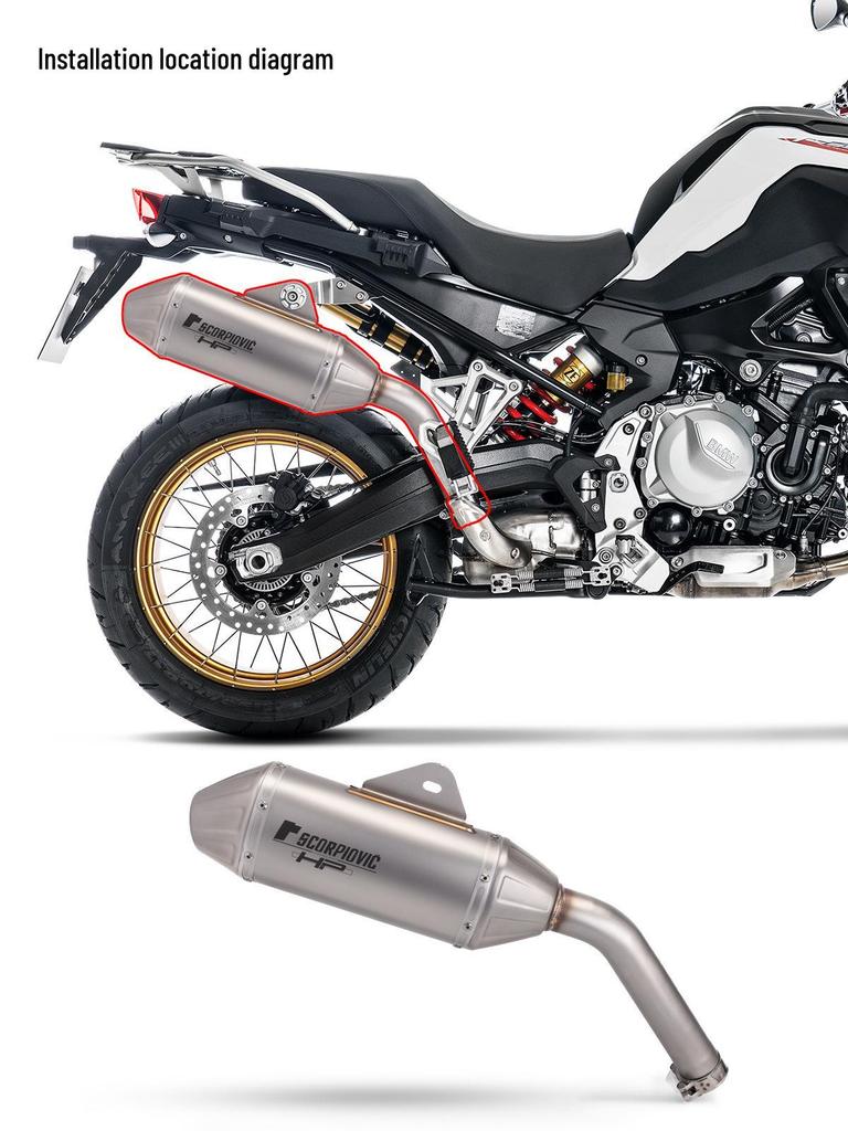 BMW F850GS Exhaust Pipe Stainless Steel Mid-Rear Section 2018-2023 Direct Fit