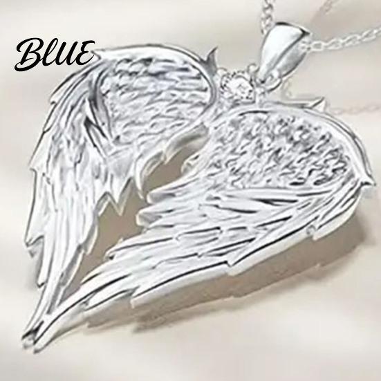 Eternal Love Rhinestone Necklace Angel Wings Shiny Rhinestones Inlaid Pendant