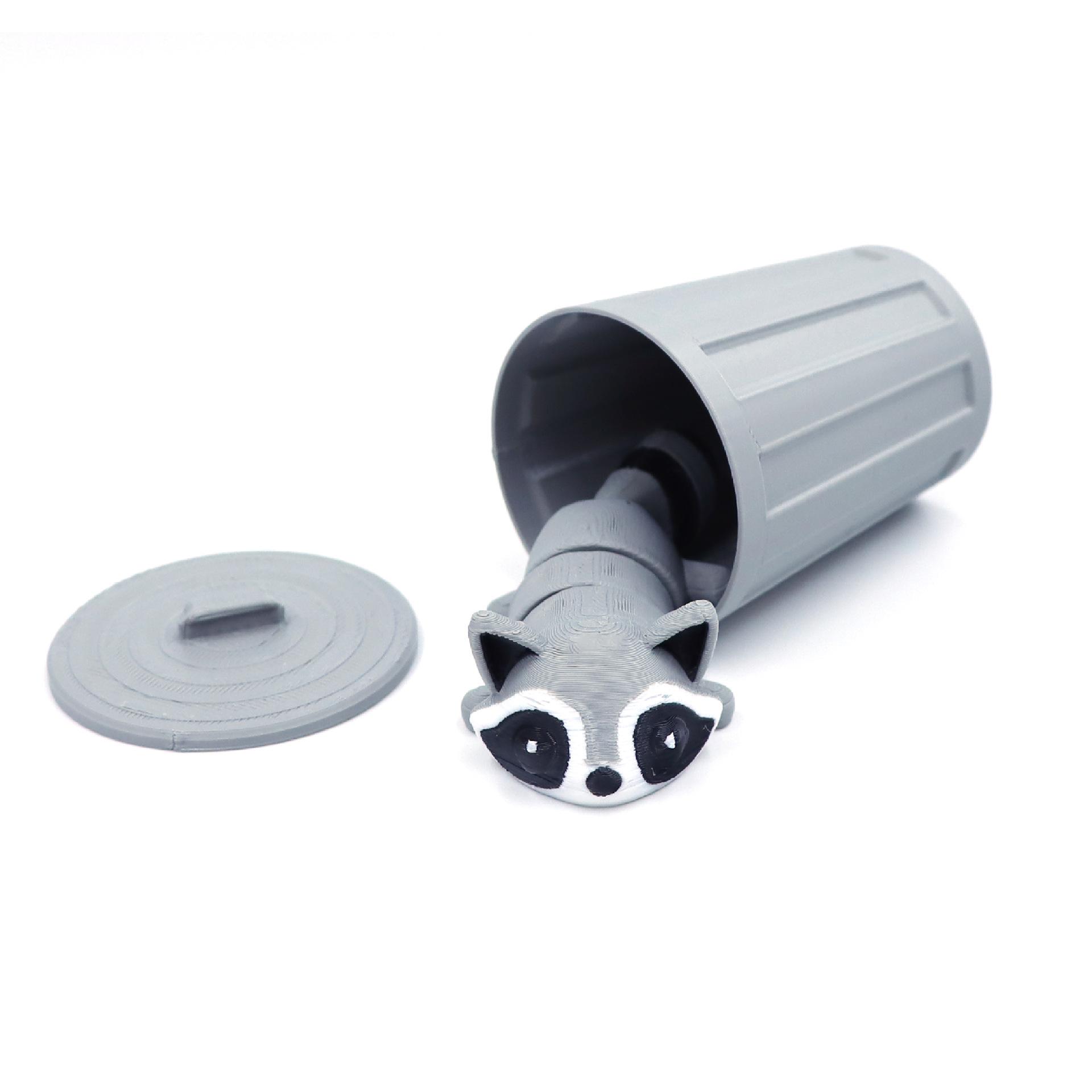 3D Printed Movable Raccoon Toy Ornament multicolor raccoon + trash can серый