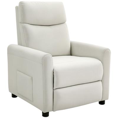 Reclining TV Armchair, Pocket Springs, Footrest, Linen-Look Fabric, Cream White