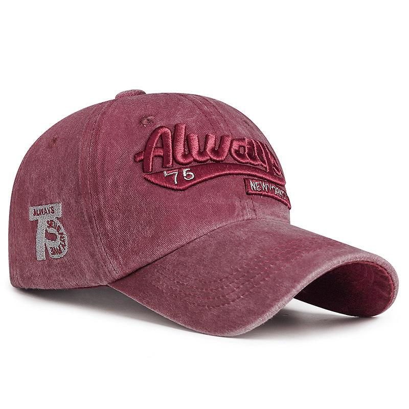 Men's Retro Washed Baseball Cap - European & American Style Embroidered Duckbill Sunshade