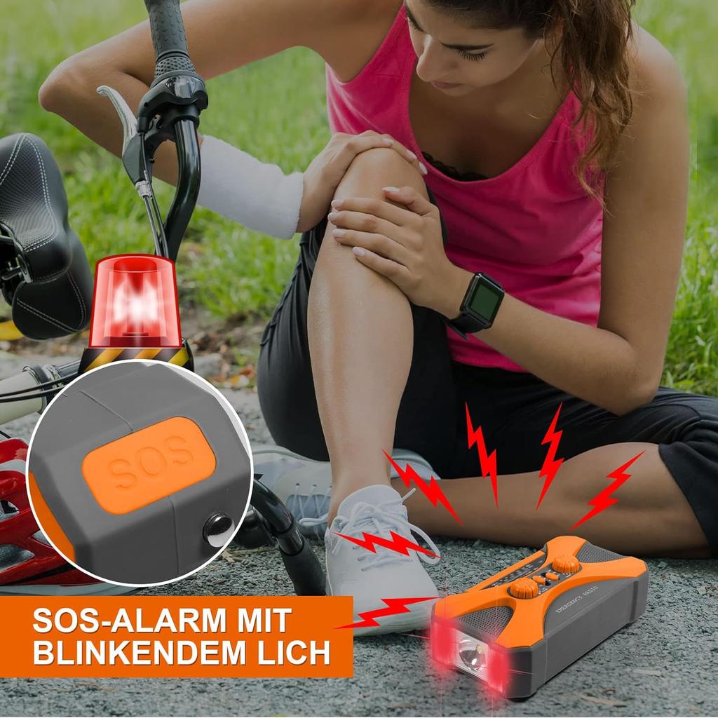 10000mAh Portable Emergency Radio-3 Modes LED Flashlight LED Reading Lamp SOS Alarm And Hand Crank Dynamo For Camping Travel