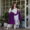 Elegant Embroidered Silk Kurti Pant Set with Scalloped Lace Dupatta