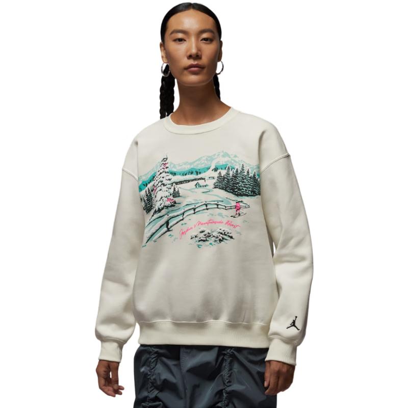 Jordan Women s Break Fleece Crew GFX Ski Pullover Sweatshirt M