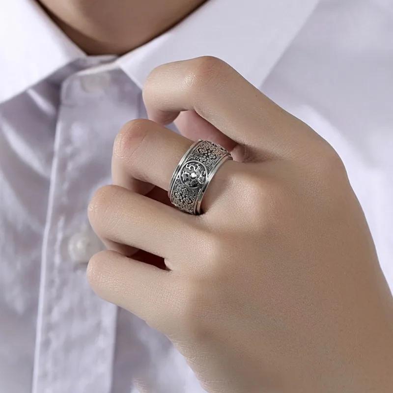 Classic Style Rotatable/Four Great Divine Beast Domineering Mens Rings Vintage Wide Ring Exquisite Charm Jewelry