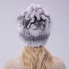 Winter Premium Rabbit Fur Beanie Hats Genuine Rabbit Fur Caps Women Winter Fur Rex Rabbit Knitted Hats Warm Beanie Caps