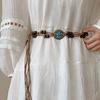 Vintage ethnic wind wood bead woven fringed waist chain bohemian belt clothing