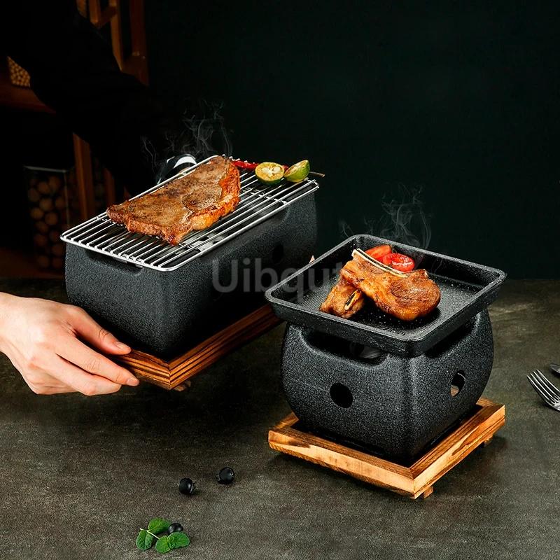Trouba z hliníkové slitiny Malá trouba Korejský litinový grilovací vařič Kebab trouba vnitřní gril bezdýmný gril Japonský gril na dřevěné uhlí