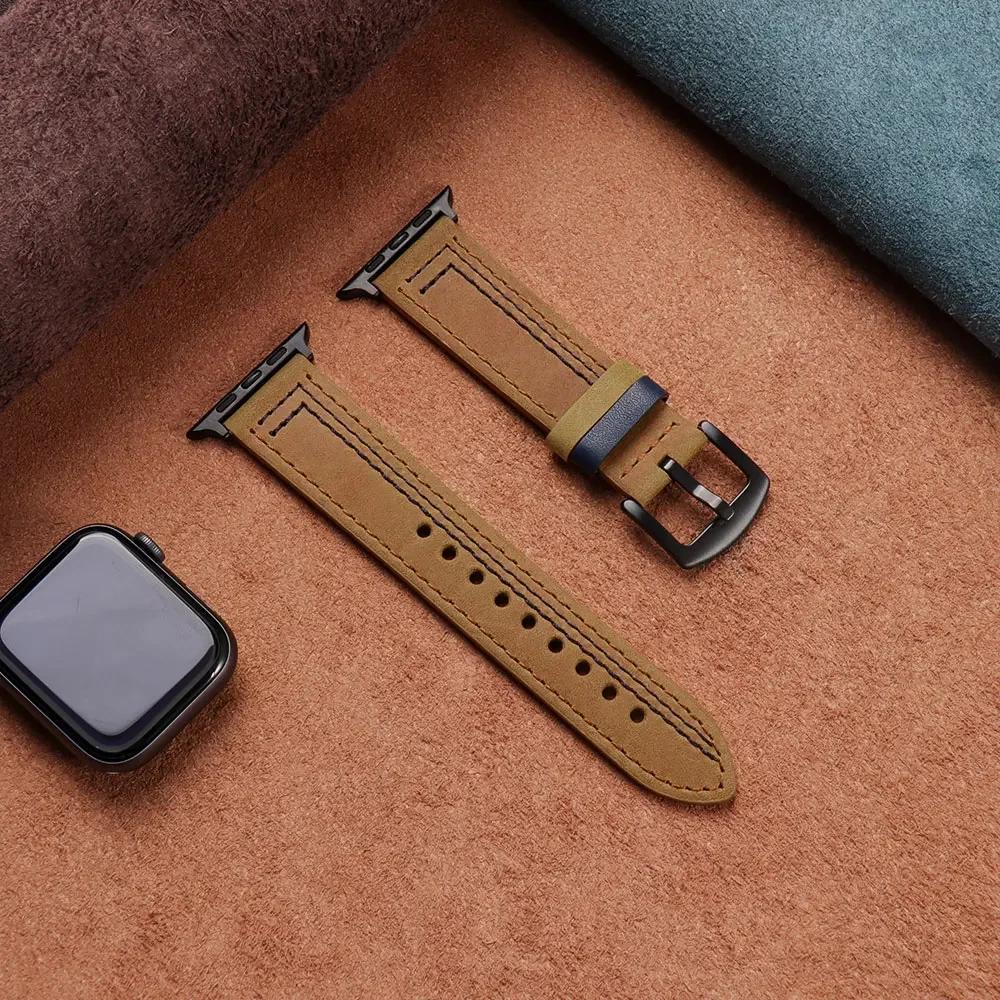 Genuine Leather loop strap For Apple watch Ultra 2 band 44mm 45mm 49mm 40mm 38/42mm 41mm bracelet iWatch series 9 8 7 3 4 5 6 se