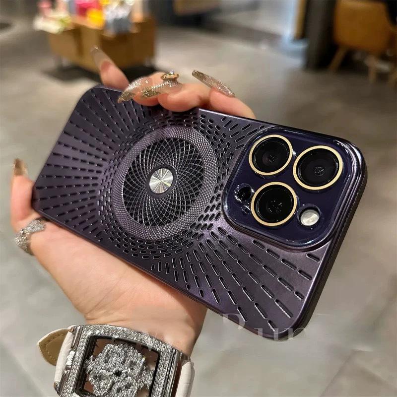 

Applicable To IPhone15Promax Magnetic Ice absorbing and Breathable Mobile Phone Case Apple 14 Heat Dissipation Magnetic Lens Protection Case iPhone 12 PROMAX
