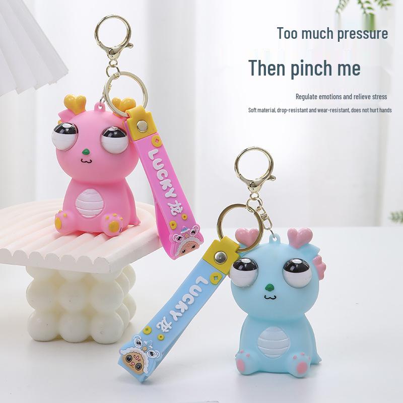 Exploding Eye Dragon Keychain: Squishy Stress Relief Toy and Pendant
