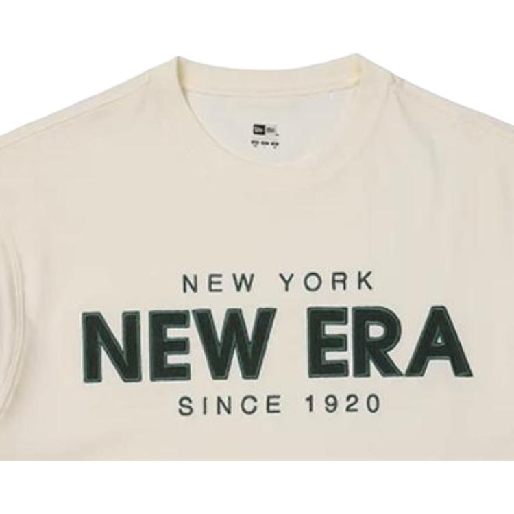 New Era Logo Loose Fit Round Neck Short Sleeve T-Shirt Unisex T-Shirts Beige 14112257