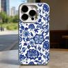 Blue and White Porcelain Funda  Hard Phone Case for IPhone 16 15 14 13 12 11 Pro Max Plus16E X XR XS Max Shockproof Full Cover