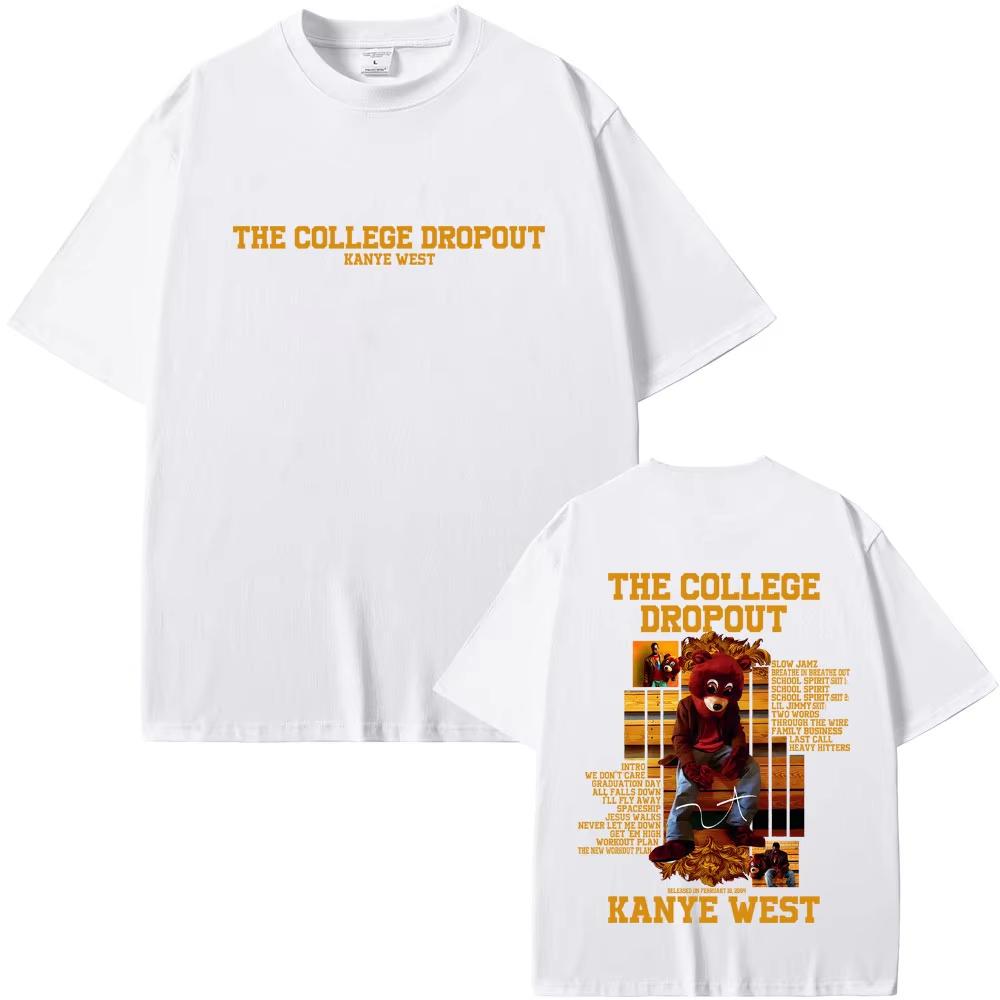 Rapper Kanye West The College Dropout Bear Graphic T-shirt Men's Women Pop Music T Shirts Casual Cotton Vintage T-shirts