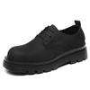 British Style Dark Black Leather Shoes Trendy Men and Women Niche Retro Matte Leather Heightening Big Head Shoes Men's Thick-soled Derby Shoes