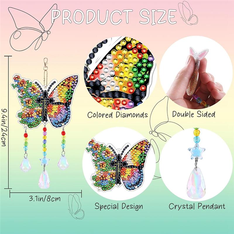 Promotion! DIY Painting Wind Chime Double Sided Paint Hanging Ornament For Garden Wind Spinner Butterfly 6 Pieces