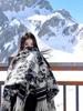 High-End Ink Painting Women's Autumn Winter Shawl Cloak - Warm Travel Cape Outerwear