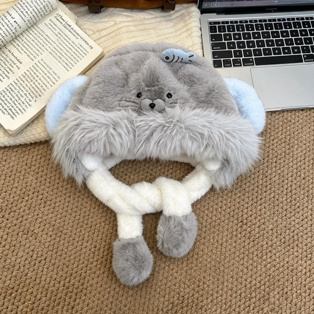 Earflap Winter Ear Protection Hat Polyester Moving Ears Hat Fun Thick Warm Hat Casual Daily Wear