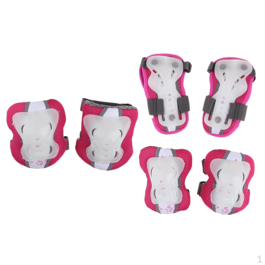 

Adjustable Skateboarding Protective Gear Set Wrist Knee Elbow Pads Guards Safety For Rollerblading, Pink _M