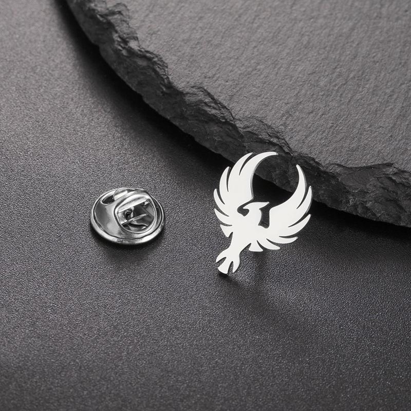 Phoenix Brooch Pin Stainless Steel Animal Gold Color Suit Collar Badges For Men Women Totem Jewelry 2026 New