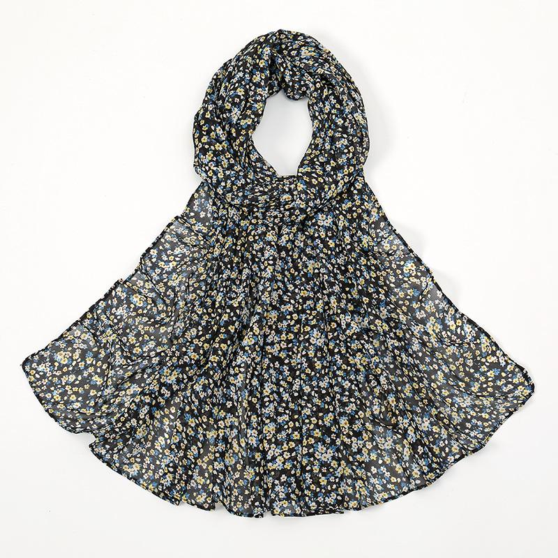 180*70cm Unique Women's Floral Scarves Lightweight Sheer Silky Feeling shawl Chiffon Flowers Printed Scarf