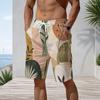 Men Faux Denim Tie Dye Patchwork Beach Shorts Elastic Drawstring Waist Casual Quick Dry Swim Trunks With Pockets For Summer Surfing Vacation