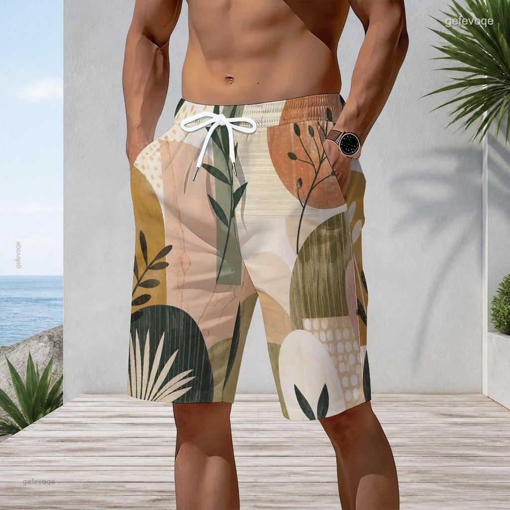 Men Faux Denim Tie Dye Patchwork Beach Shorts Elastic Drawstring Waist Casual Quick Dry Swim Trunks With Pockets For Summer Surfing Vacation