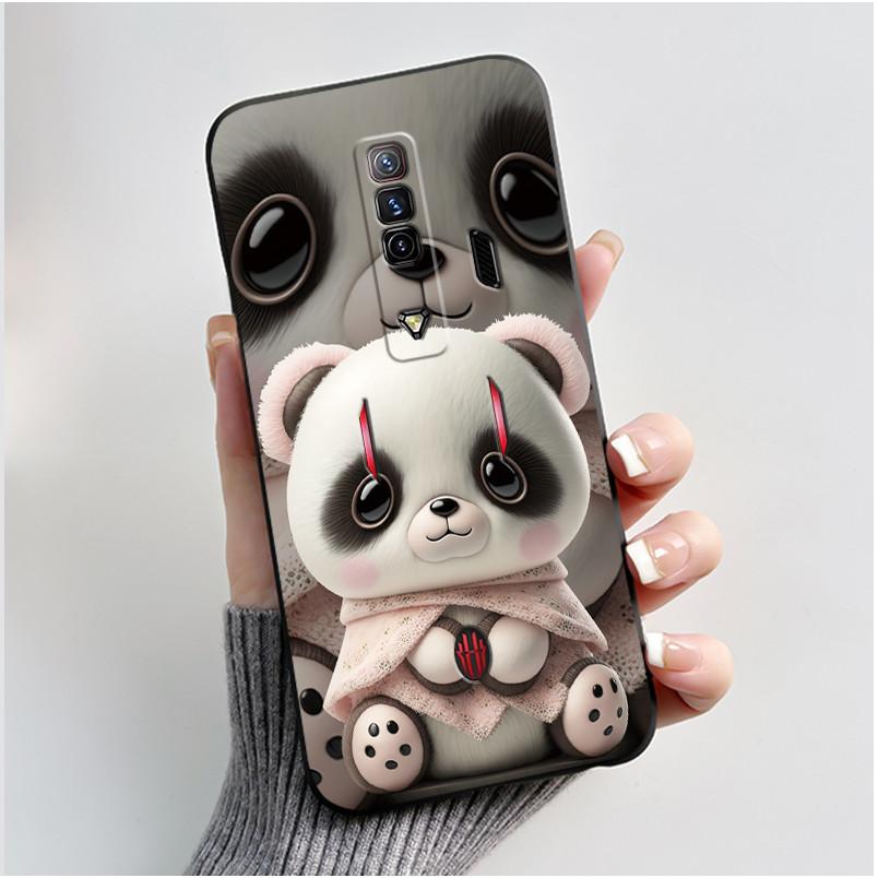 Per Custodia Red Magic 7 NX679J Per Nubia Red Magic 7S Cover Posteriore Carino Coniglio Amore Nero Morbido TPU Custodia per Telefono Per RedMagic 7 7S Guscio