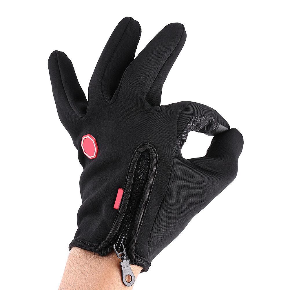 1 Pair Full Finger Touch Screen Motorcycle Winter Warm Ski Gloves Waterproof Windproof Black XL
