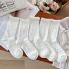 Summer Mesh Socks Children'S White Medium Tube Socks Small Flower Polka Dots Hollow Stacking Socks Breathable Stockings Wind Socks