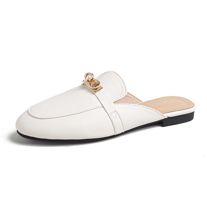 Mules da Donna in Vera Pelle con Fibbia, Punta Semiaperta, Dettagli Curati, Acquisto Obbligatorio per l'Uso Esterno