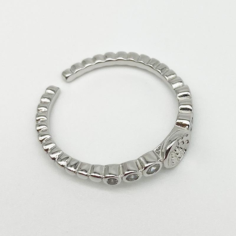 Yansheng S925 Sterling Silver Adjustable Pearl & Diamond Ring for Women Open Adjustable