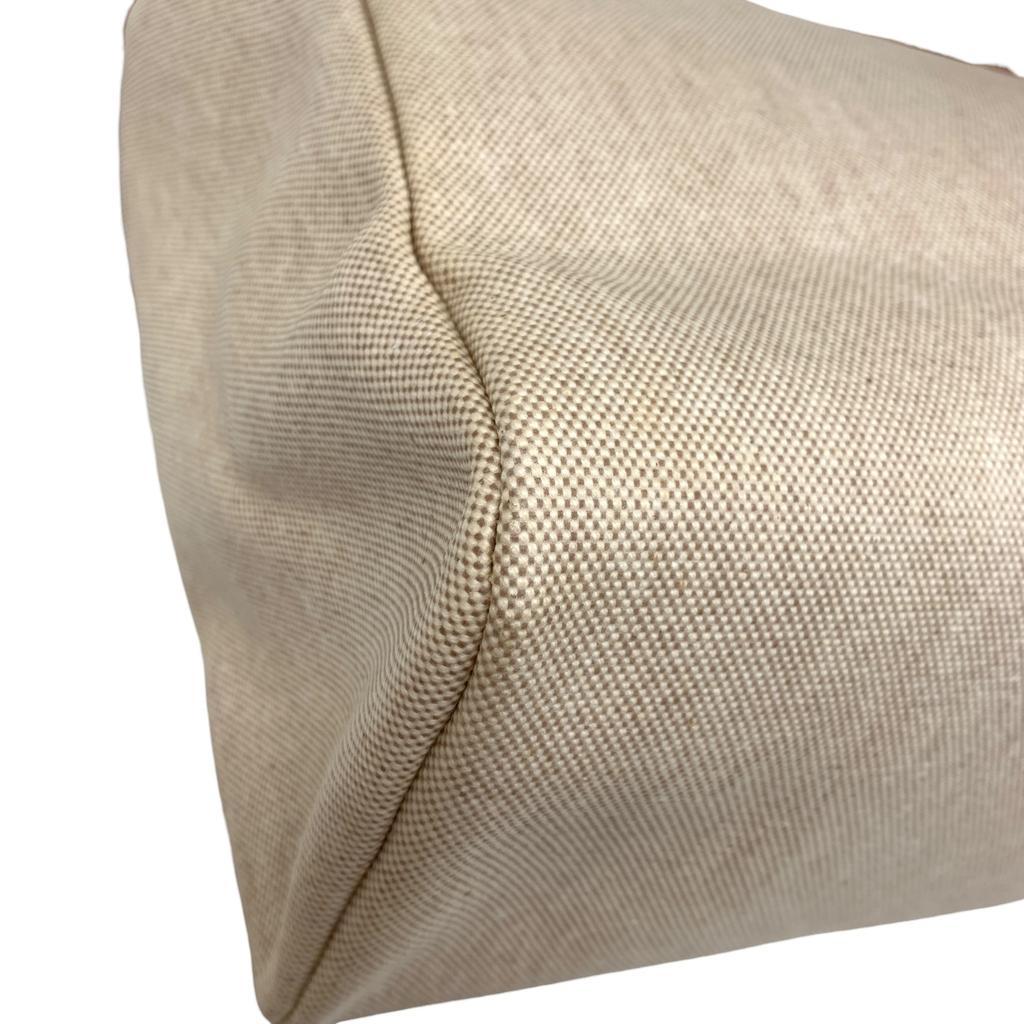 Used Hermes Herbag MM Tote Bag Canvas Beige Authentic 1186