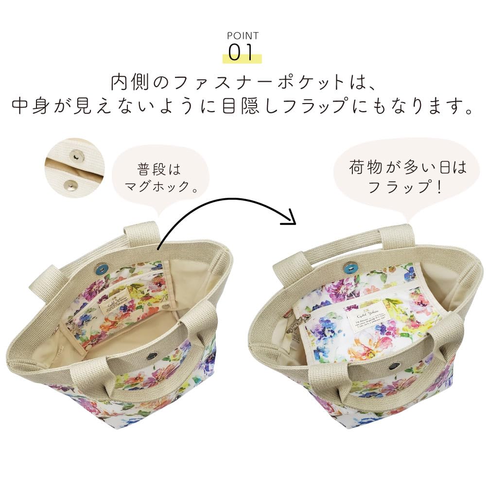 Geantă Tote pentru S Sub Mini Lat Prânz Floral Fabricată în Benicia Violet [Cyalel Yahata] Femei, Mărime, Elegantă, Geantă, Tote, Ușoară, Burduf, Geantă, LC,