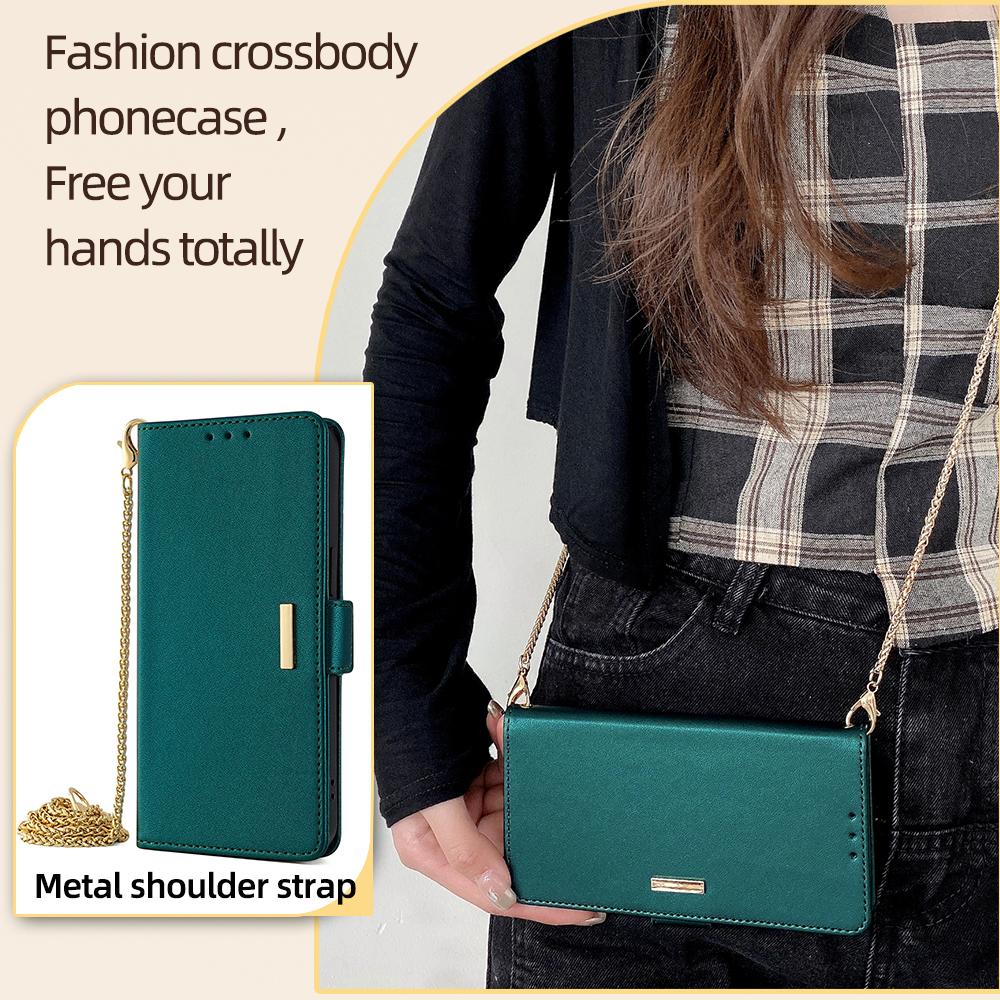 For Motorola Moto E14 4G/G04 4G/G04s 4G/G24 4G Case RFID Blocking Wallet Phone Leather Cover with Shoulder Strap