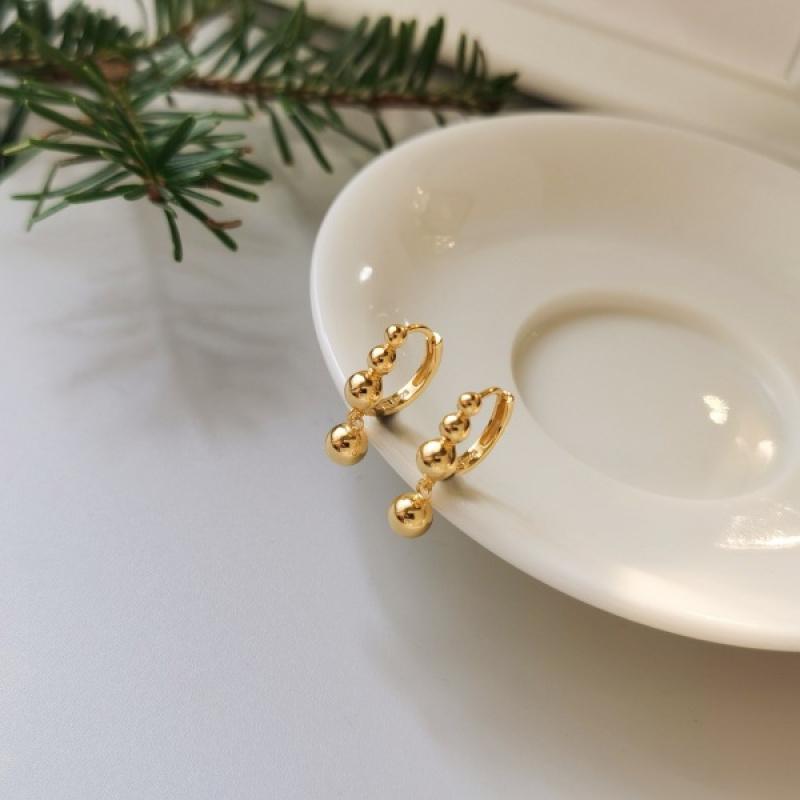 2pcs Round Bead Earrings for Women, Featuring a Unique And Elegant Geometric Design, Perfect for Everyday Wear And Special Occasions Like Holidays