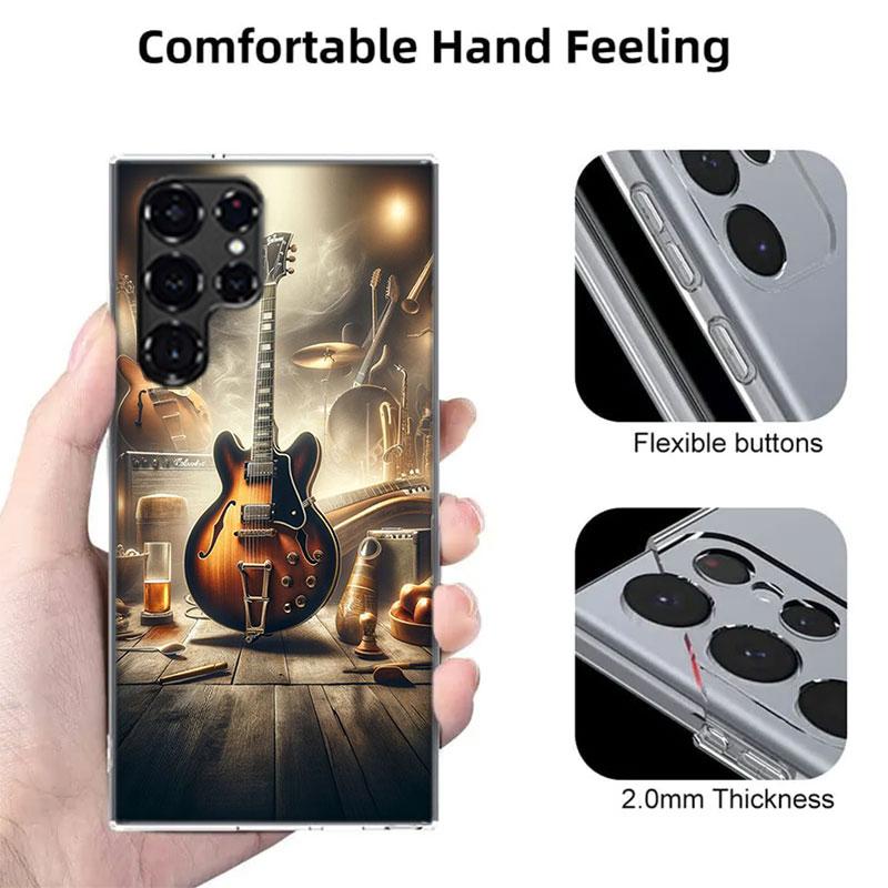 Capa de Celular Elétrica Retro Rock Music Para Samsung S25 Edge S24 FE Galaxy S21 S20 FE S23 S22 Ultra S10 Plus S10E Capa Transparente