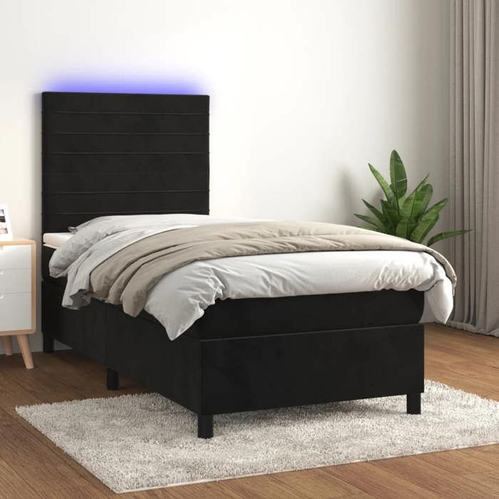 VidaXL Sommier à Lattes de Lit avec Matelas LED, Lit Rembourré, Lit Simple, Lit Adulte de Chambre à Coucher Intérieur, 3136151