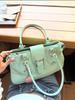 Y2K Vintage Mint Green Shoulder Bag for Women, Retro Buckle Design Large Capacity Handbag, Casual PU Leather Tote Bag for Daily