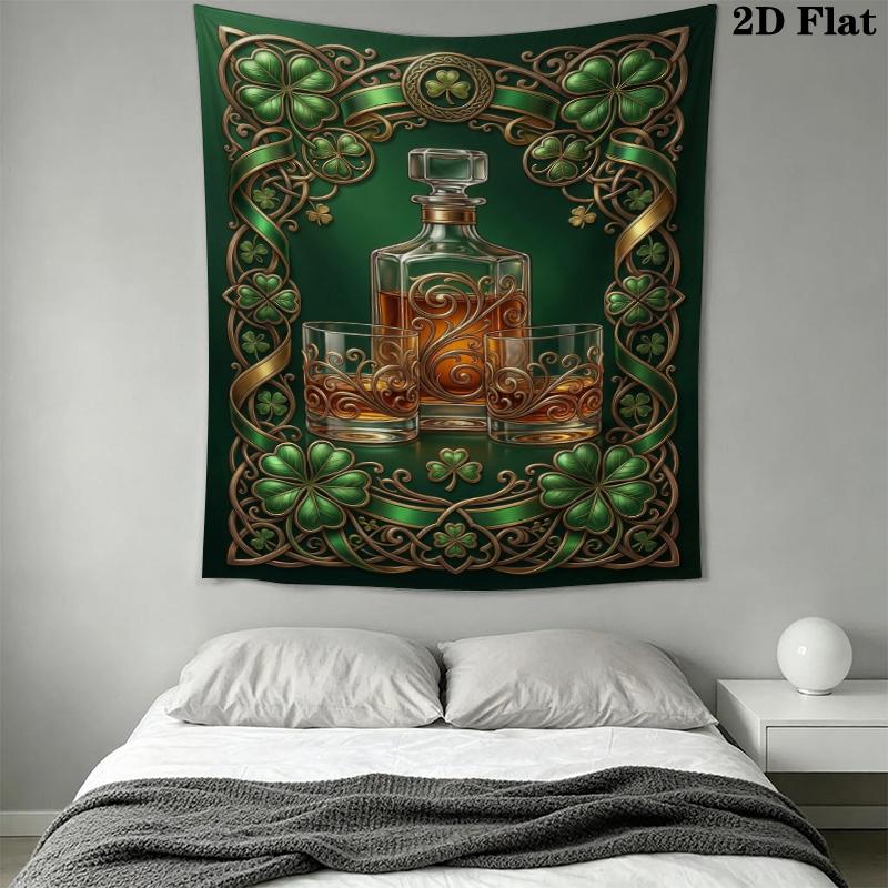 St.Patrick's Day Wall Tapestry Aesthetic Wall Hanging Printed Fabric Blanket Decorative Tapestries for Bedroom Living Room Home Decor