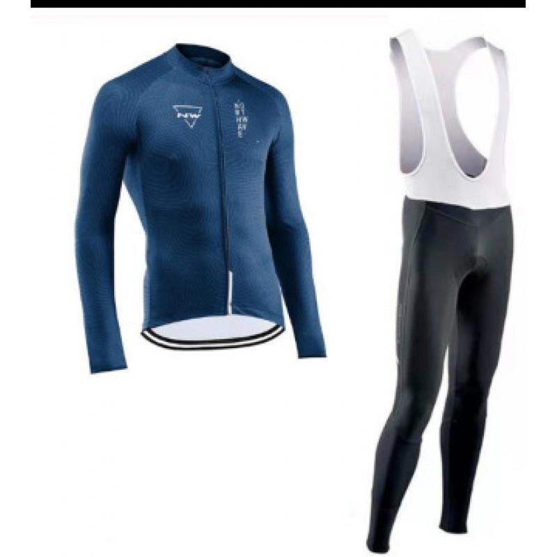 Thin NW Fleece Long Sleeve Cycling Jerseys Set Men Women Moisture Wicking Bike Riding Wear