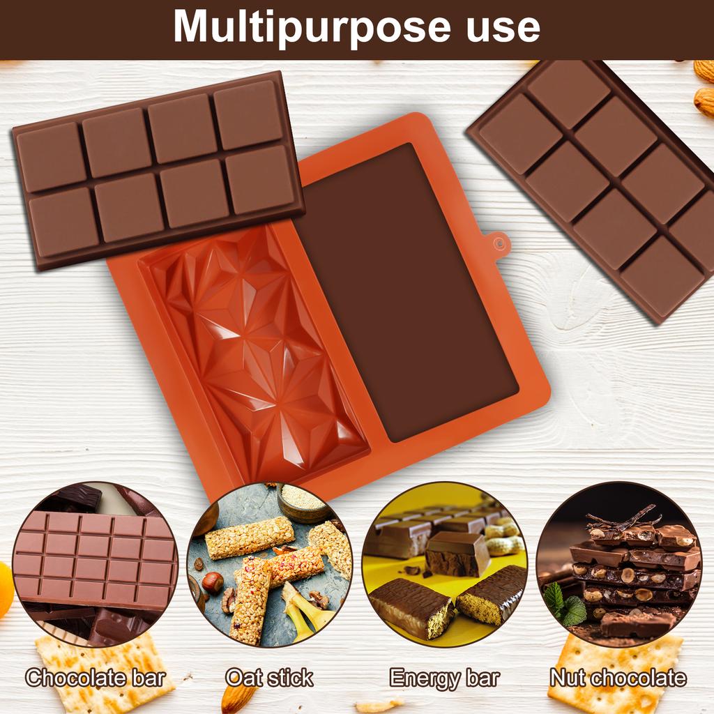 4Pcs Dubai Chocolate Mold Bar Pistachio Chocolate Bar Silicone Thick Mold for Filling Bars, Largecandy Bar Mold for Filling