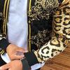 Men Coat Print All Match Round Neck Long Sleeve Leopard Jacket