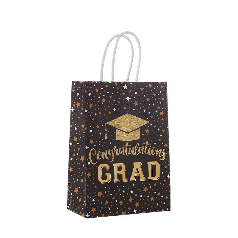 6/12Pcs Graduation Season Kraft Paper Gift Tote Packaging Bags Candy Snack Storage Pouch Graduation Party Favors