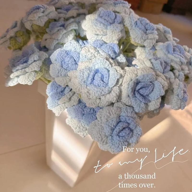 Creative Hand Crocheted Flowers Sunflowers Knitted Flower Artificial Woven Roses Valentine'S Day Wedding Gifts Home Decoration