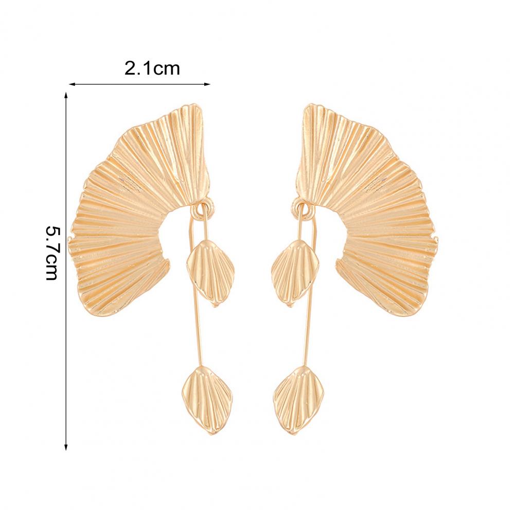 Women Fashion Dangle Earrings Ginkgo Leaf Fan Shape Earrings Vintage Boho Textured Dangle Earrings Jewelry Gifts for Her