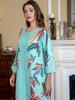 Ethnic Style Saudi Muslim Women's Robe - Cross-Border Print with Beads and Hot Drills